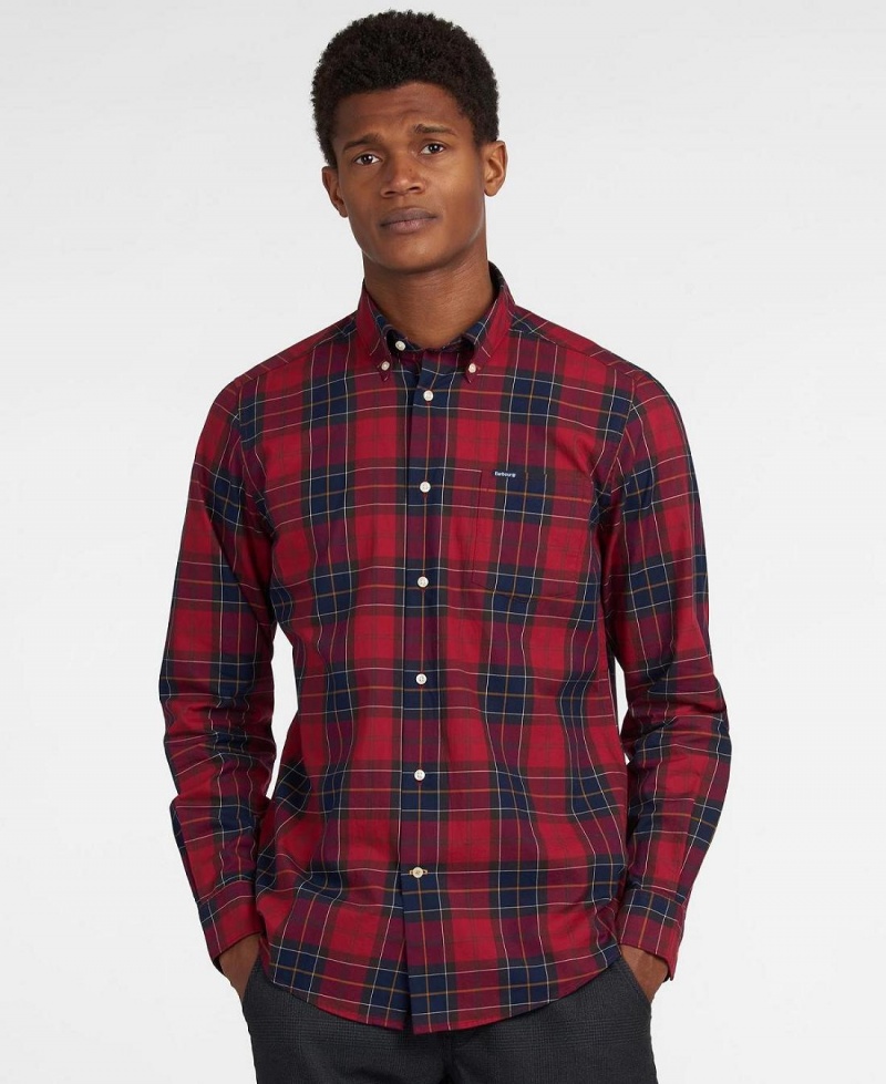 Hauts Barbour Wetheram Tailored Fit Shirt Homme Rouge | France_BAR60925