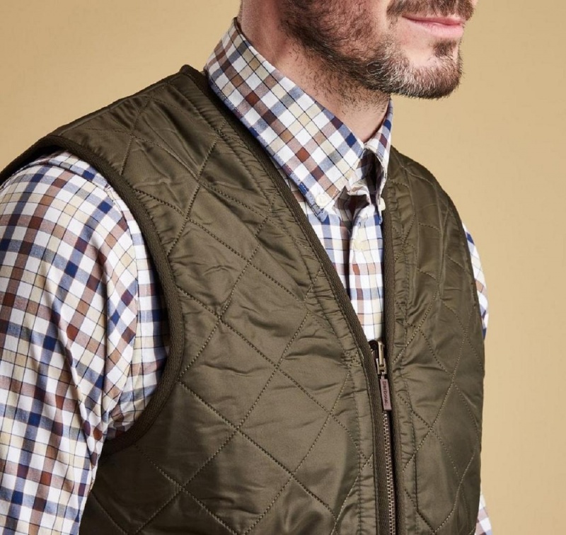 Liner / Hood Barbour Polarquilt Waistcoat/Zip-In Liner Homme Vert Olive | France_BAR96634