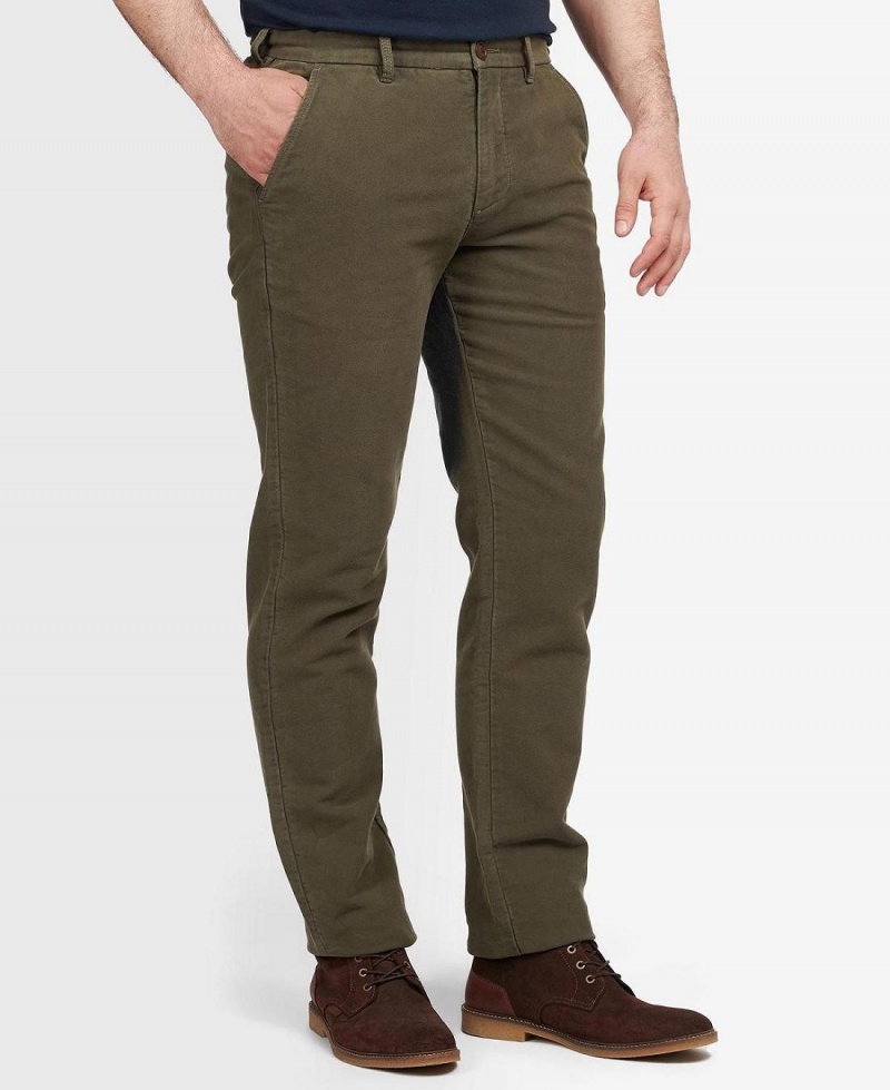 Pantalon Barbour Neuston Moleskin Trousers Homme Vert Olive | France_BAR64354