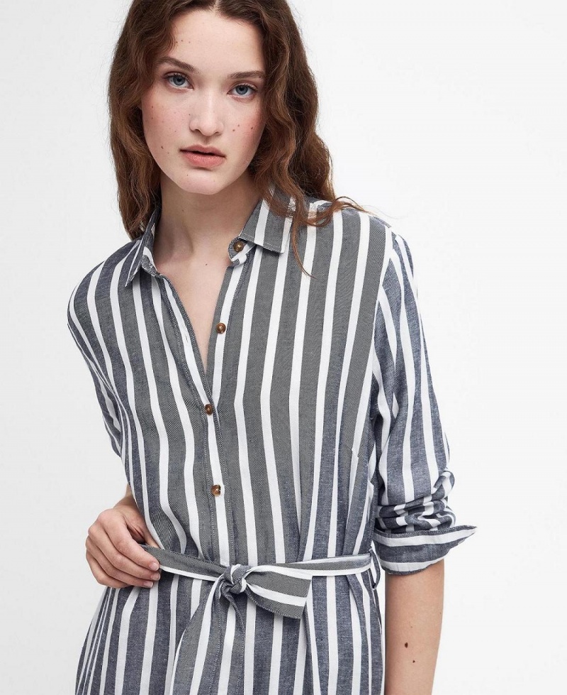 Peignoir Barbour Annalise Rayé Shirt Femme Bleu Marine | France_BAR19096