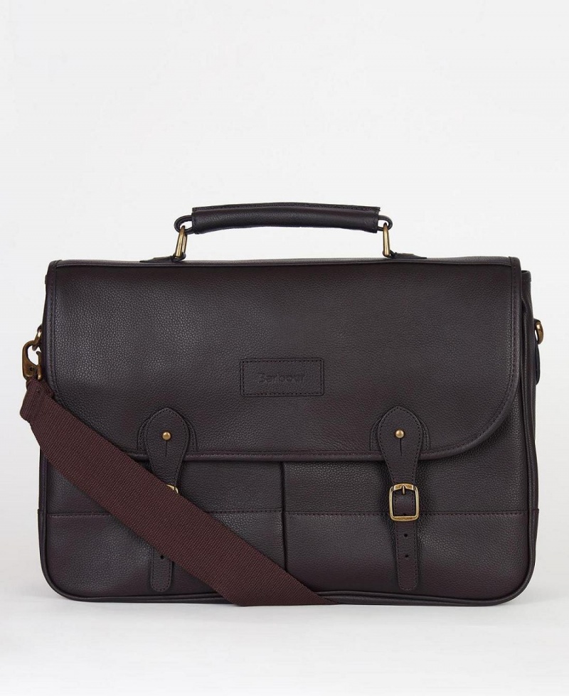 Sac Barbour Cuir Briefcase Homme Marron | France_BAR88005