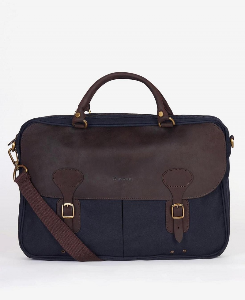 Sac Barbour Wax Cuir Briefcase Homme Bleu Marine | France_BAR46110