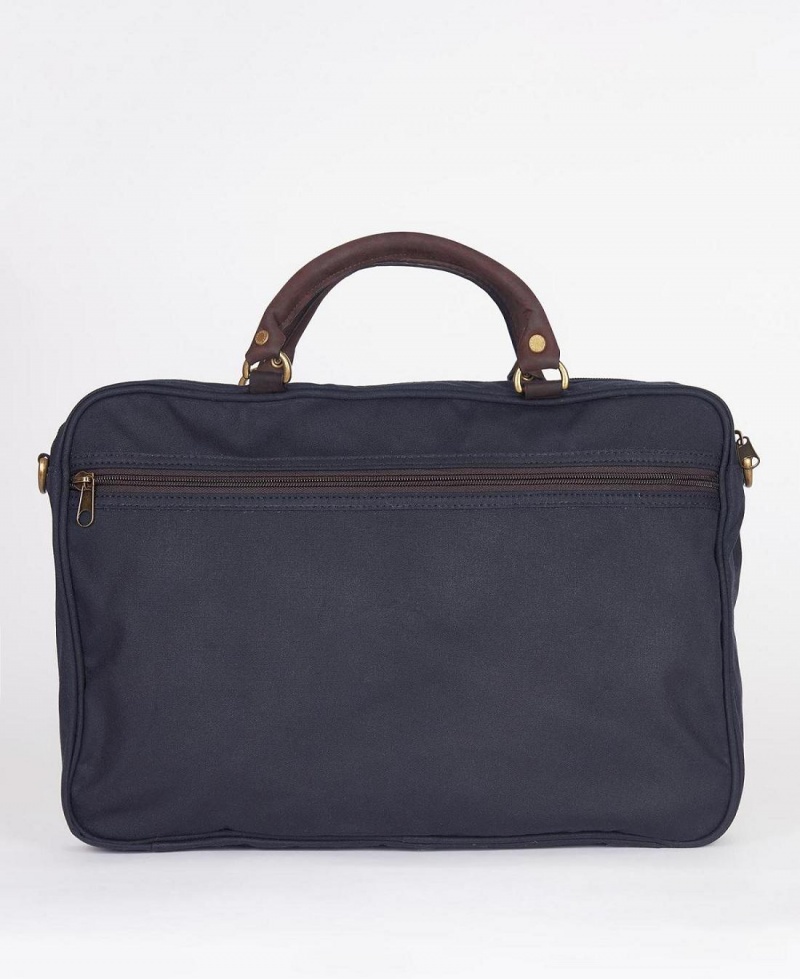 Sac Barbour Wax Cuir Briefcase Homme Bleu Marine | France_BAR46110