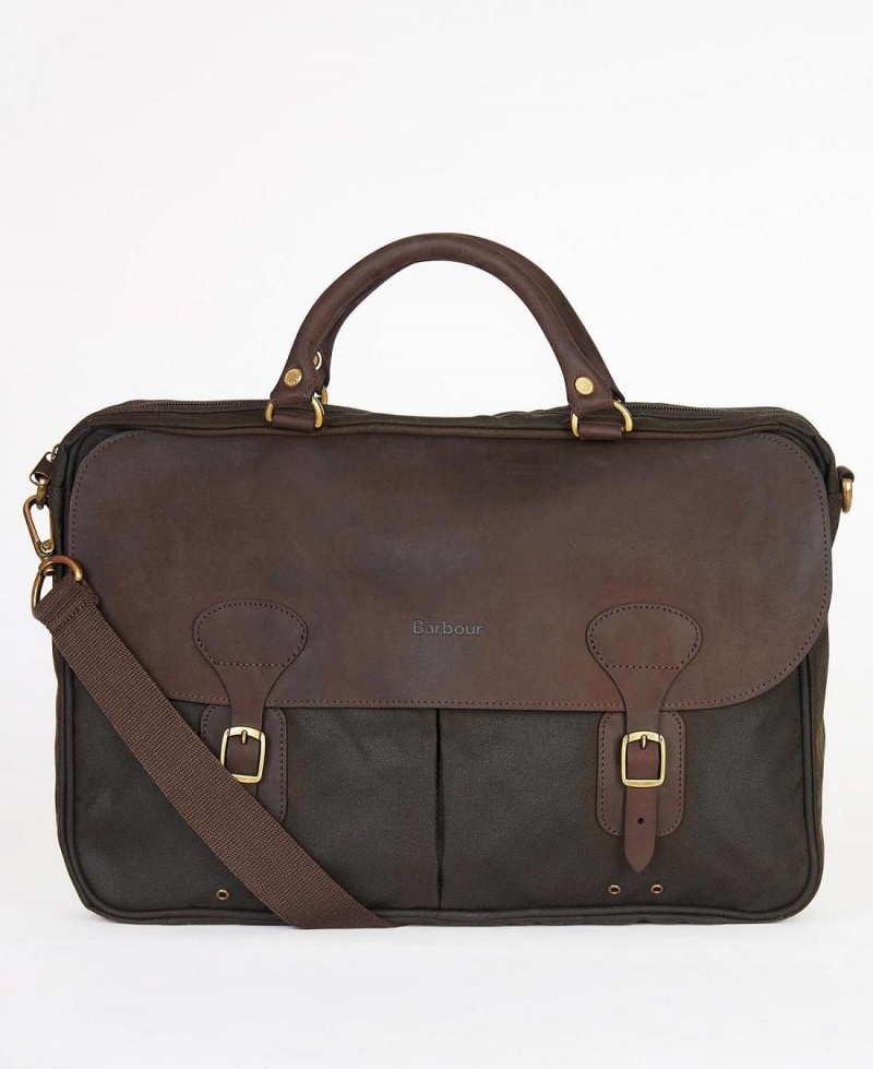 Sac Barbour Wax Cuir Briefcase Homme Vert Olive | France_BAR37590