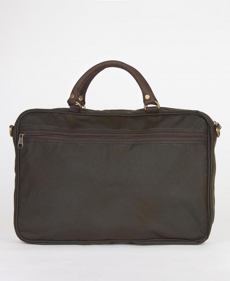 Sac Barbour Wax Cuir Briefcase Homme Vert Olive | France_BAR37590