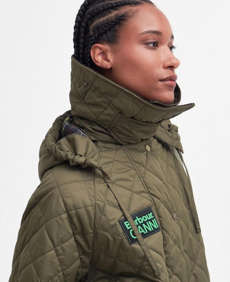 Vestes Barbour Barbour x GANNI Burghley Matelassé Femme Vert | France_BAR46381