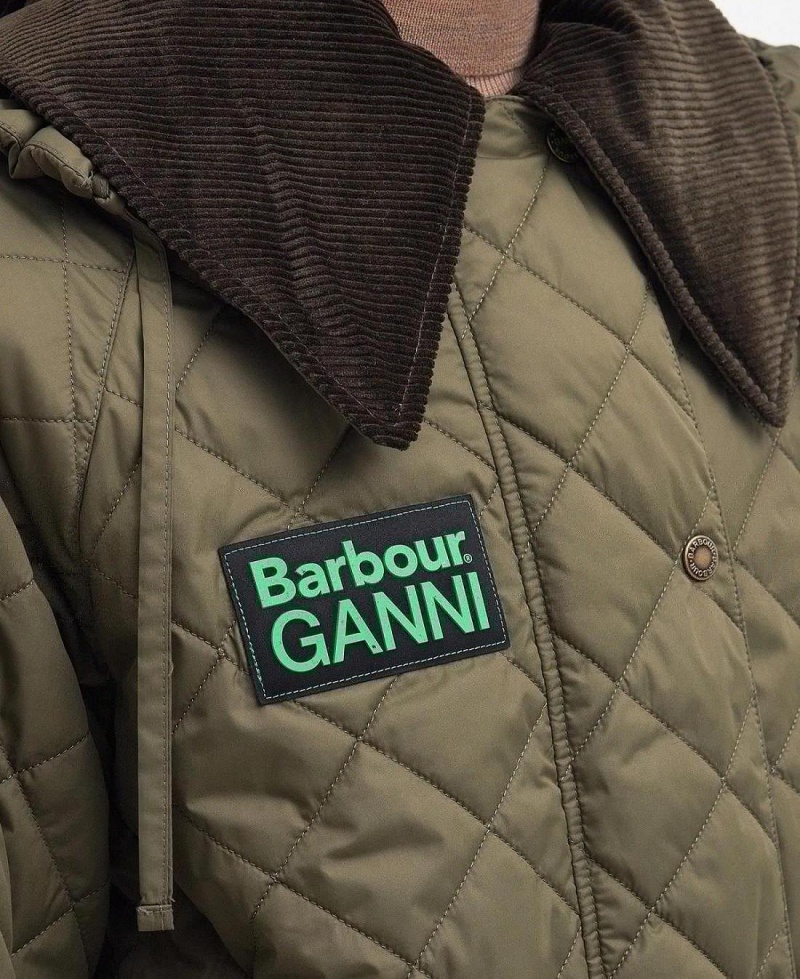 Vestes Barbour Barbour x GANNI Burghley Matelassé Femme Vert | France_BAR46381