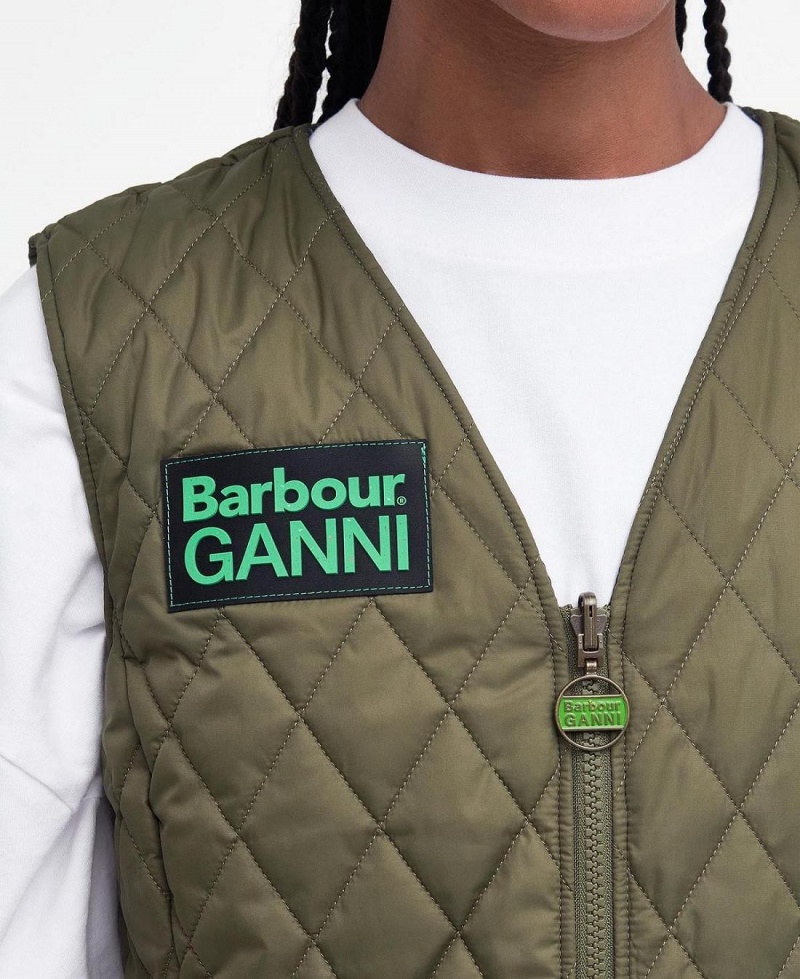 Vestes Barbour Barbour x GANNI Reversible Betty Liner Femme Vert | France_BAR53712