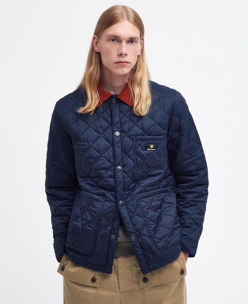 Vestes Barbour Barbour x Maison Kitsuné Kenning Matelassé Homme Bleu Marine | France_BAR64850