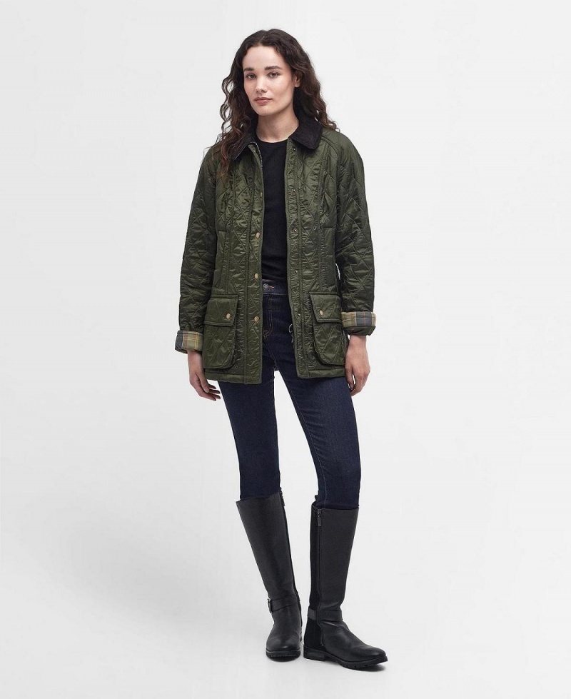 Vestes Barbour Beadnell Polarquilt Femme Vert | France_BAR62616