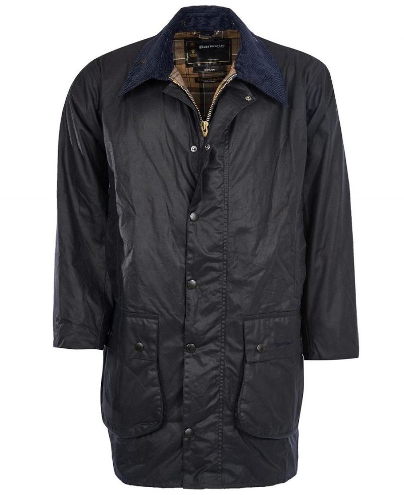 Vestes Barbour Border® Waxed Homme Bleu Marine | France_BAR88697