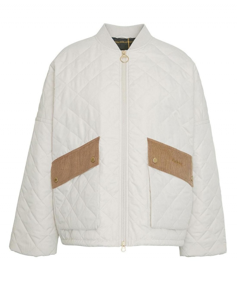 Vestes Barbour Bowhill Matelassé Femme Blanche | France_BAR51313