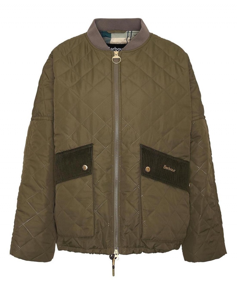 Vestes Barbour Bowhill Matelassé Femme Vert Olive | France_BAR36009