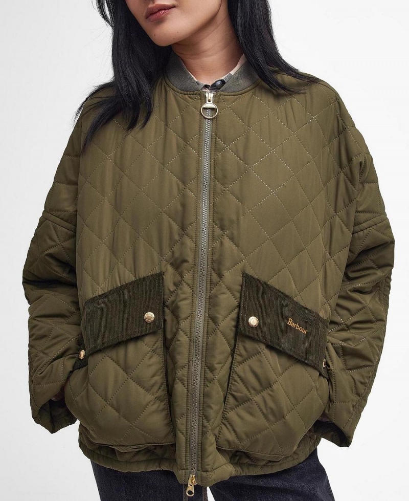 Vestes Barbour Bowhill Matelassé Femme Vert Olive | France_BAR36009