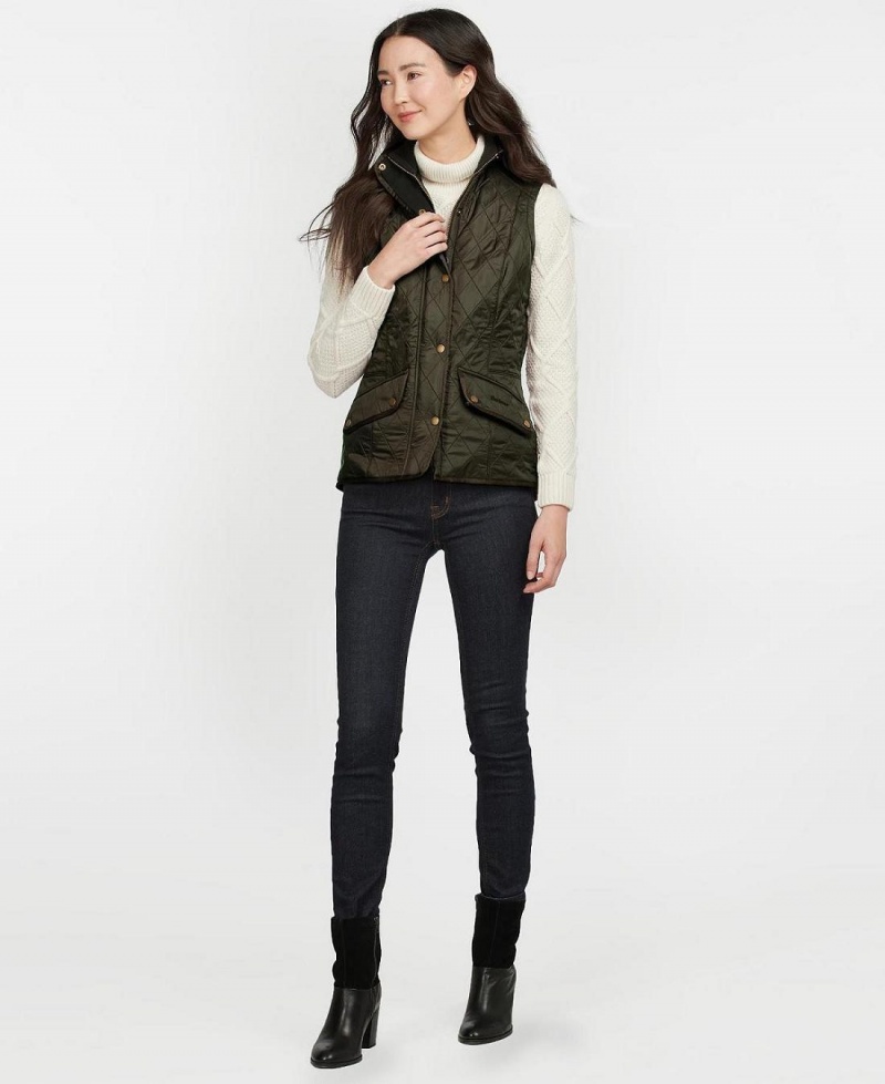 Vestes Barbour Cavalry Gilet Femme Vert | France_BAR38323