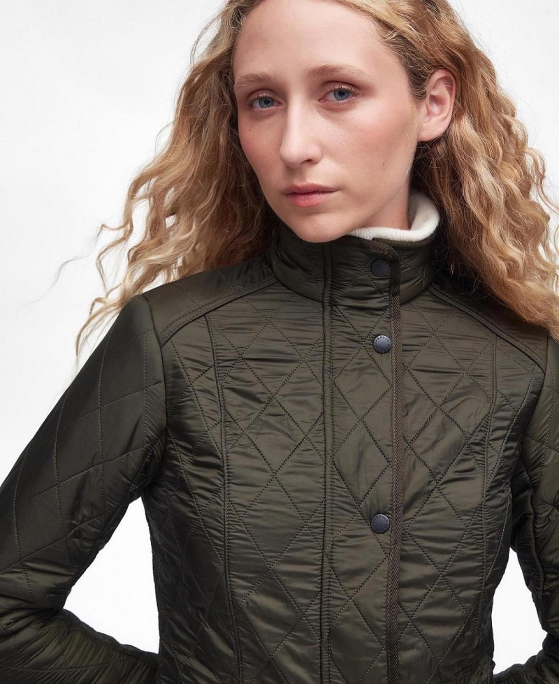 Vestes Barbour Cavalry Polarquilt Matelassé Femme Vert Olive Foncé Vert Olive | France_BAR15257