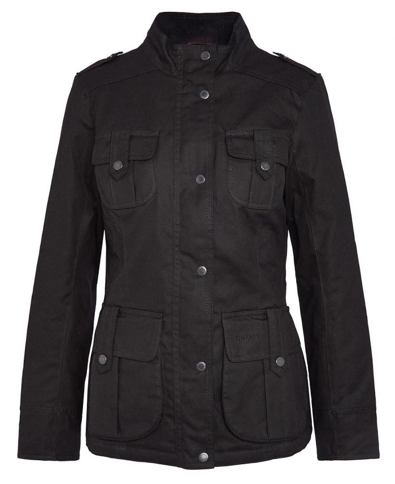 Vestes Barbour D'hiver Defence Wax Femme Noir | France_BAR69359