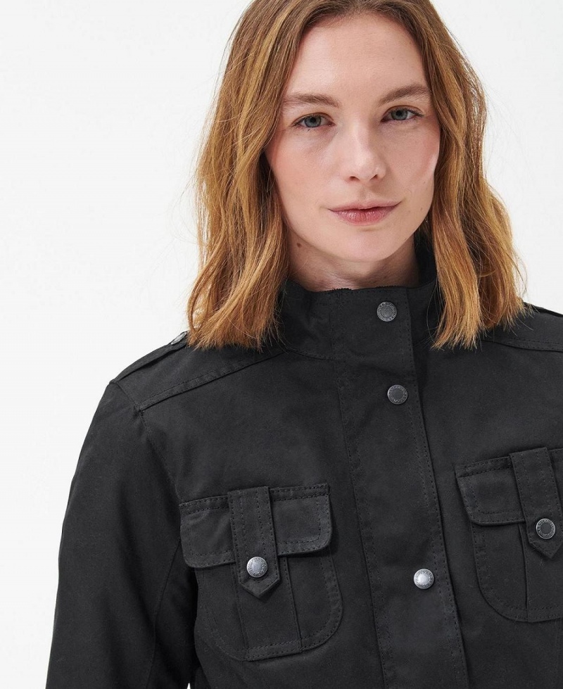 Vestes Barbour D'hiver Defence Wax Femme Noir | France_BAR69359