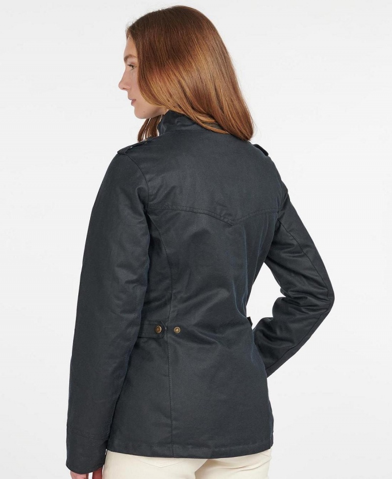 Vestes Barbour D'hiver Defence Wax Femme Bleu | France_BAR25333