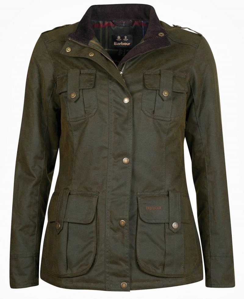 Vestes Barbour D'hiver Defence Wax Femme Vert | France_BAR86901