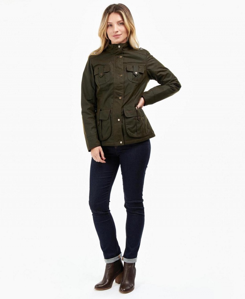 Vestes Barbour D'hiver Defence Wax Femme Vert | France_BAR86901