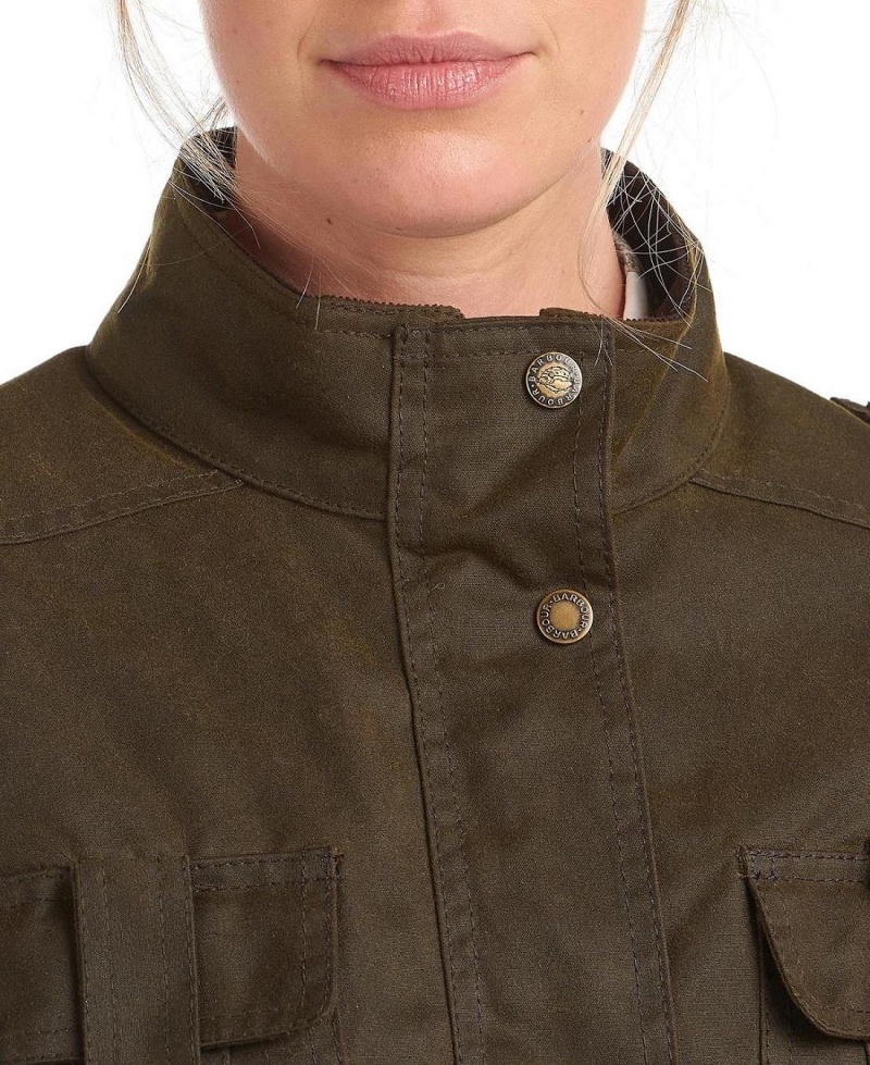 Vestes Barbour D'hiver Defence Wax Femme Vert | France_BAR86901