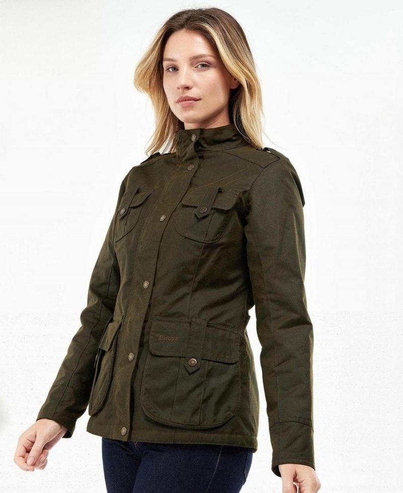 Vestes Barbour D'hiver Defence Wax Femme Vert | France_BAR86901