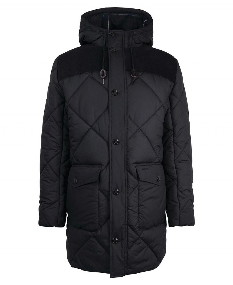 Vestes Barbour Elmwood Matelassé Parka Homme Noir | France_BAR96144