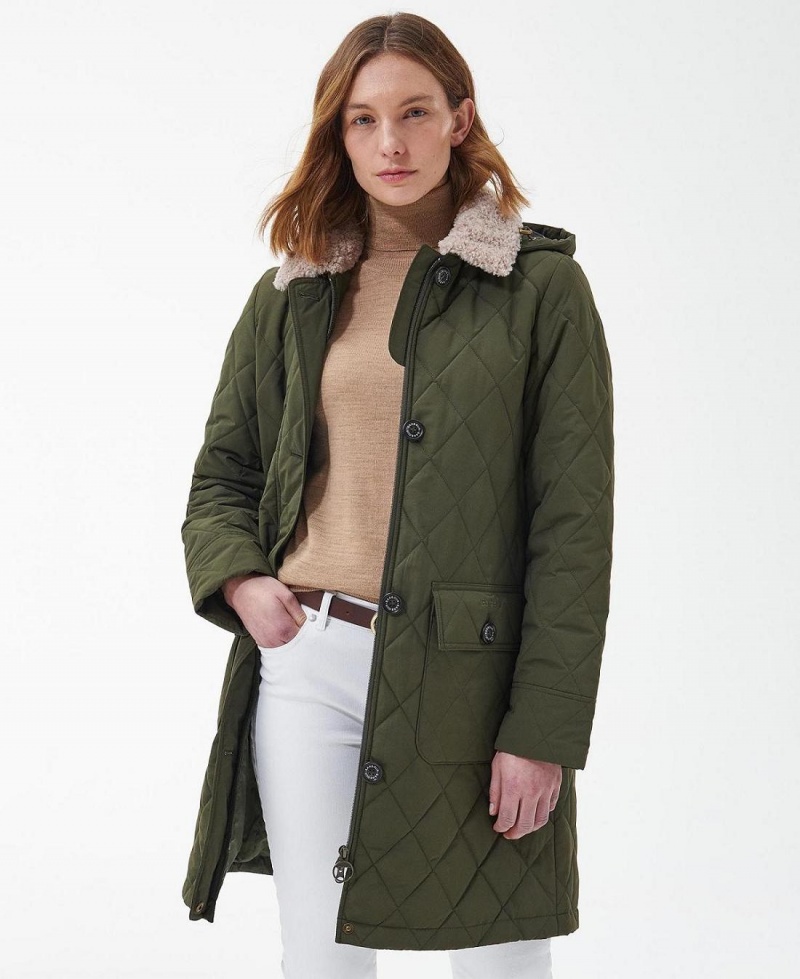 Vestes Barbour Fox Matelassé Femme Vert | France_BAR93521