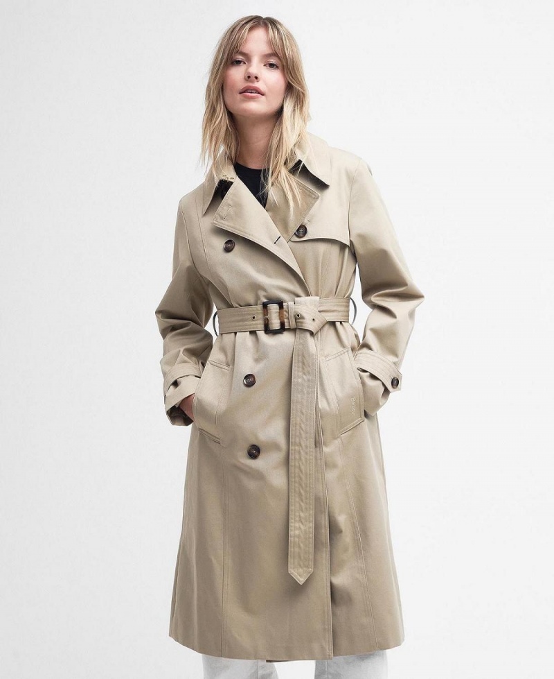 Vestes Barbour Greta Showerproof Trench Femme Blanche | France_BAR89748