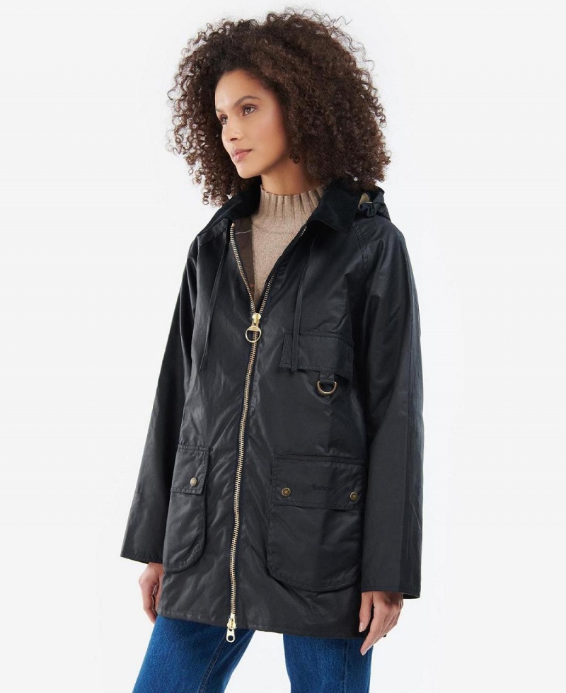 Vestes Barbour Highclere Wax Femme Noir | France_BAR38275