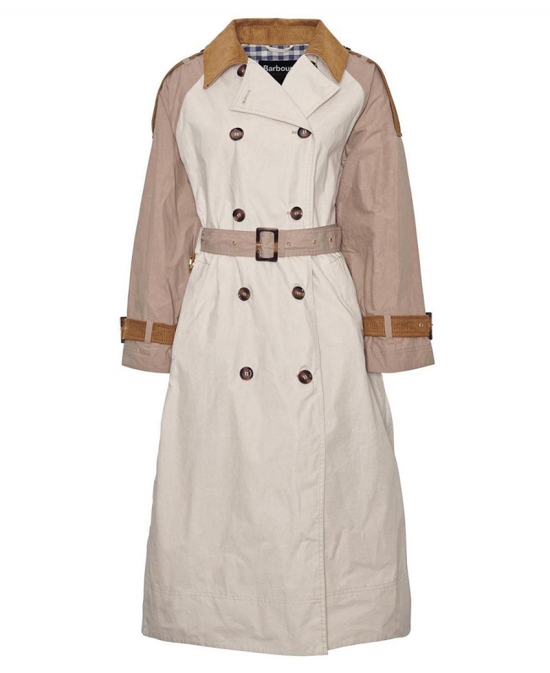 Vestes Barbour Ingleby Showerproof Trench Femme Blanche | France_BAR22243