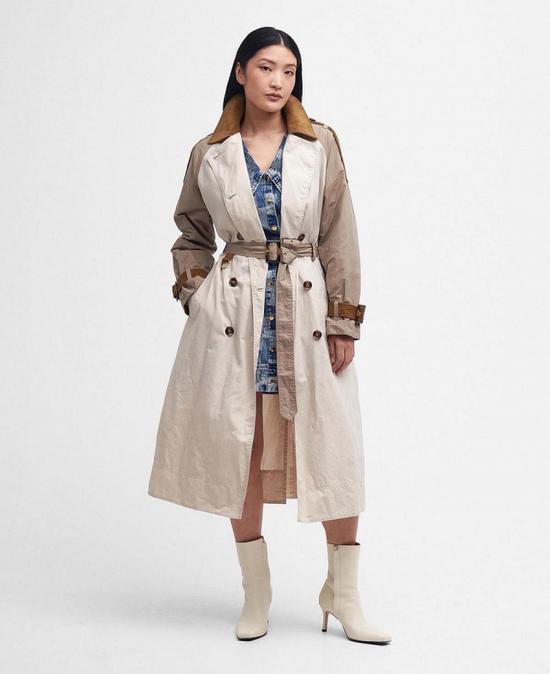 Vestes Barbour Ingleby Showerproof Trench Femme Blanche | France_BAR22243