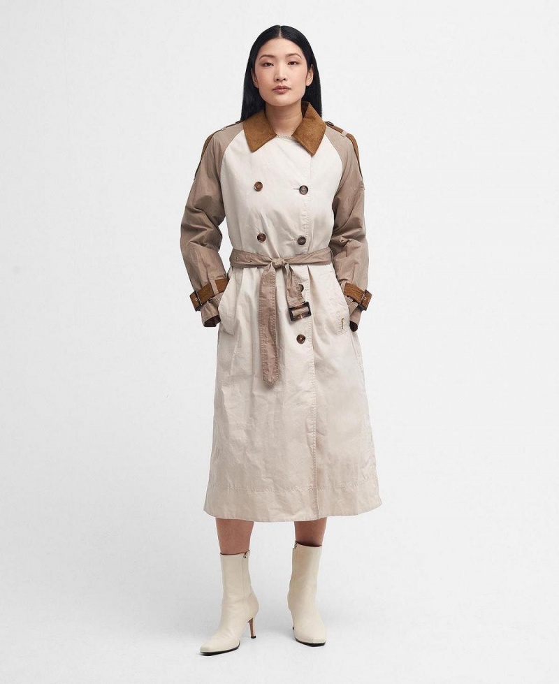 Vestes Barbour Ingleby Showerproof Trench Femme Blanche | France_BAR22243