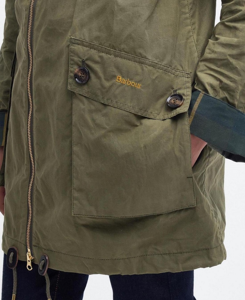 Vestes Barbour Keldy Showerproof Parka Femme Vert Olive | France_BAR50097