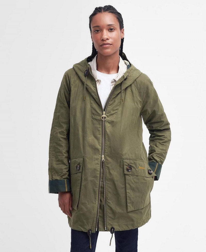 Vestes Barbour Keldy Showerproof Parka Femme Vert Olive | France_BAR50097