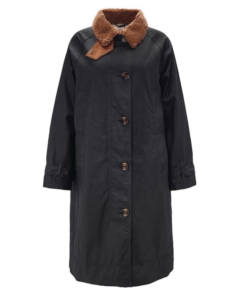 Vestes Barbour Malala Wax Femme Noir | France_BAR86127