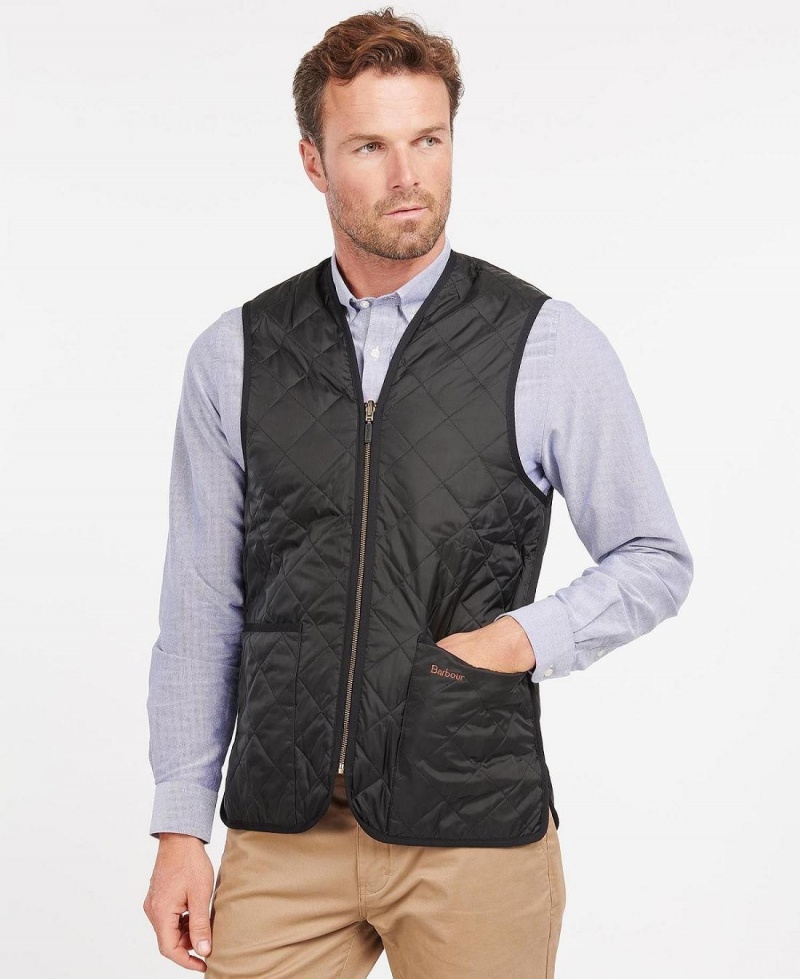 Vestes Barbour Matelassé Waistcoat/Zip-In Liner Homme Noir | France_BAR89604