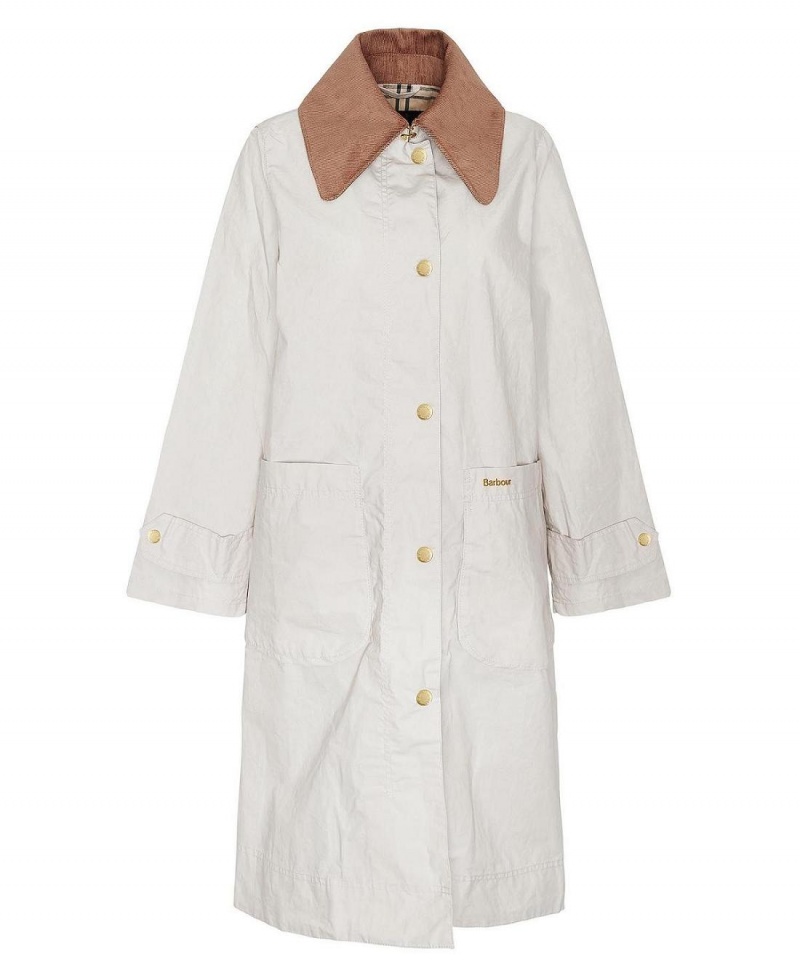 Vestes Barbour Paxton Showerproof Trench Femme Blanche | France_BAR89354