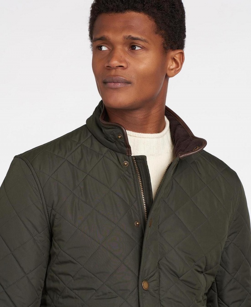 Vestes Barbour Powell Matelassé Homme Vert Olive | France_BAR93469