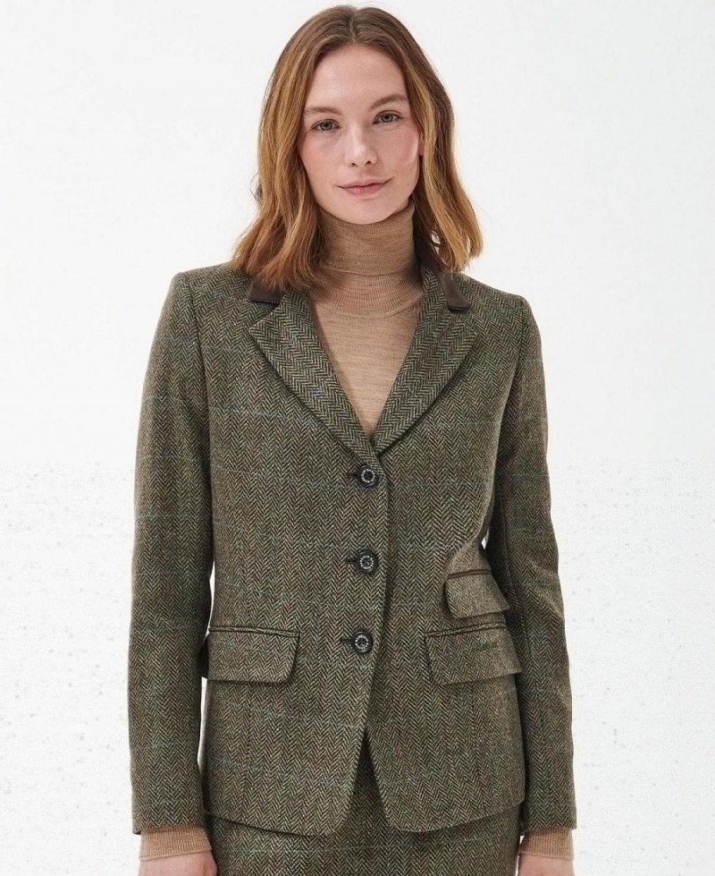 Vestes Barbour Robinson Laine Blazer Femme Vert | France_BAR94723