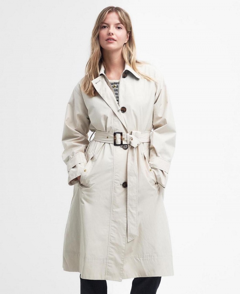 Vestes Barbour Somerland Trench Femme Blanche | France_BAR26827