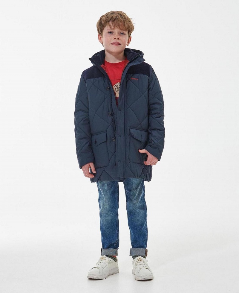 Vetement Barbour Boys' Elmwood Matelassé Jacket Enfant Bleu Marine | France_BAR25516