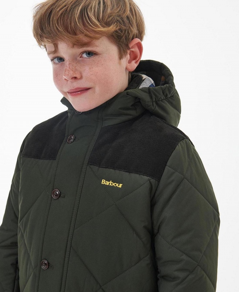 Vetement Barbour Boys' Elmwood Matelassé Jacket Enfant Vert | France_BAR70578