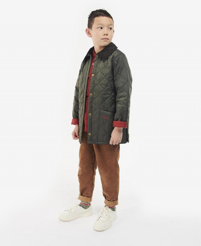 Vetement Barbour Boys' Liddesdale® Matelassé Jacket Enfant Vert Olive Rouge | France_BAR52705