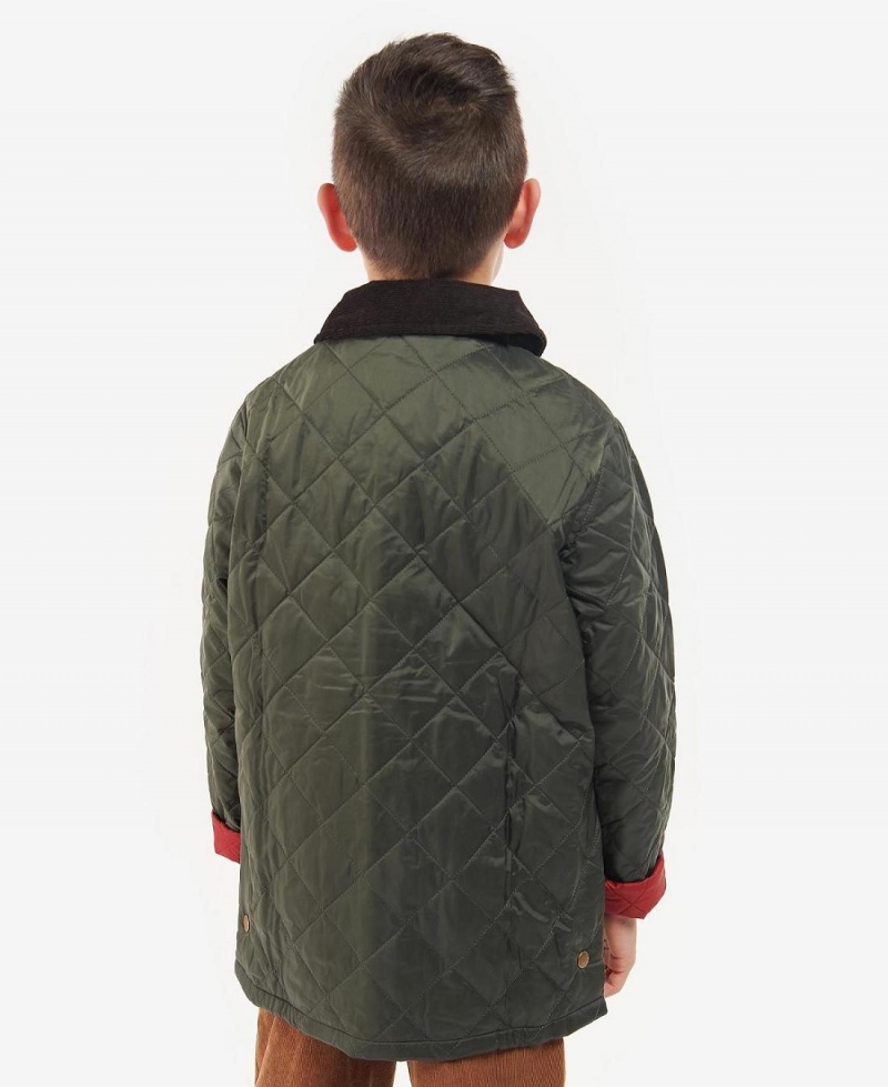 Vetement Barbour Boys' Liddesdale® Matelassé Jacket Enfant Vert Olive Rouge | France_BAR52705