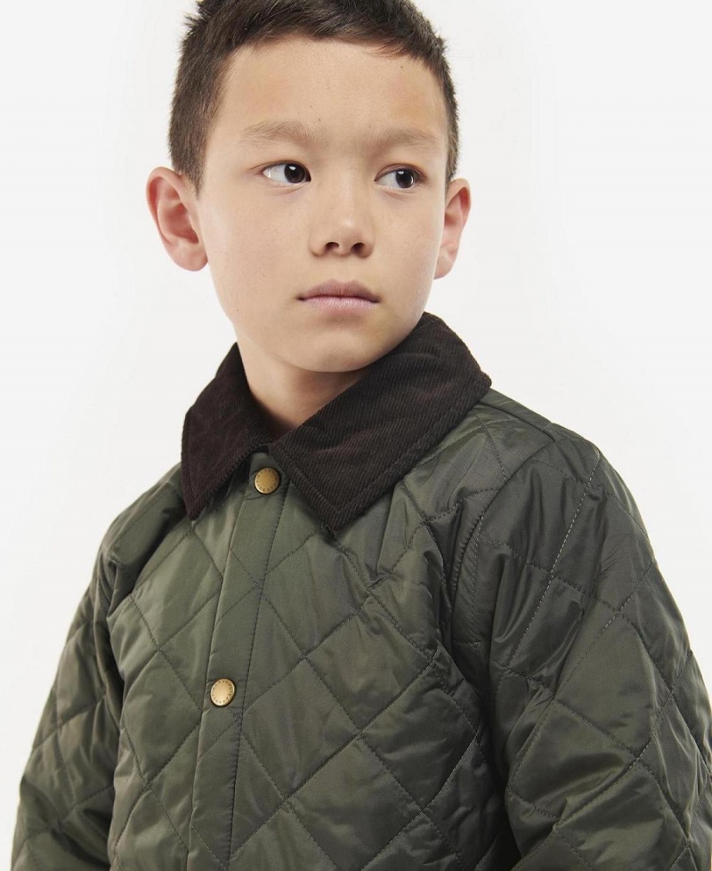 Vetement Barbour Boys' Liddesdale® Matelassé Jacket Enfant Vert Olive Rouge | France_BAR52705