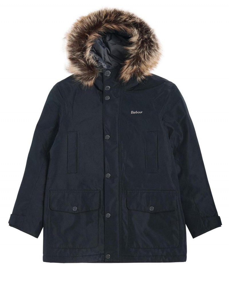 Vetement Barbour Boys' Ripley Showerproof Parka Jacket Enfant Noir | France_BAR98543