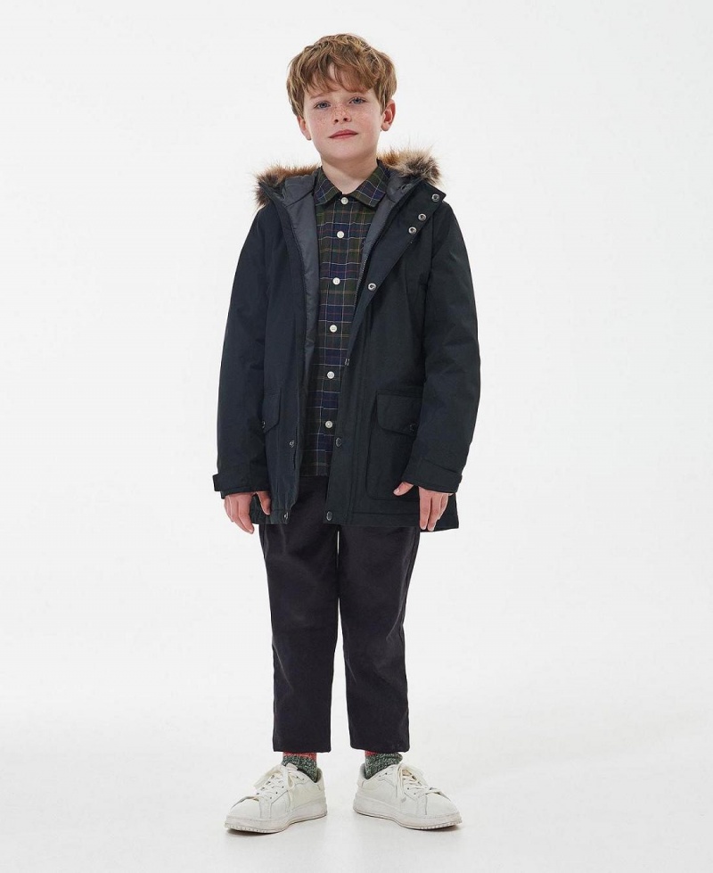 Vetement Barbour Boys' Ripley Showerproof Parka Jacket Enfant Noir | France_BAR98543