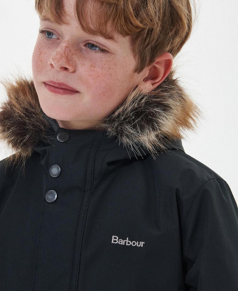 Vetement Barbour Boys' Ripley Showerproof Parka Jacket Enfant Noir | France_BAR98543